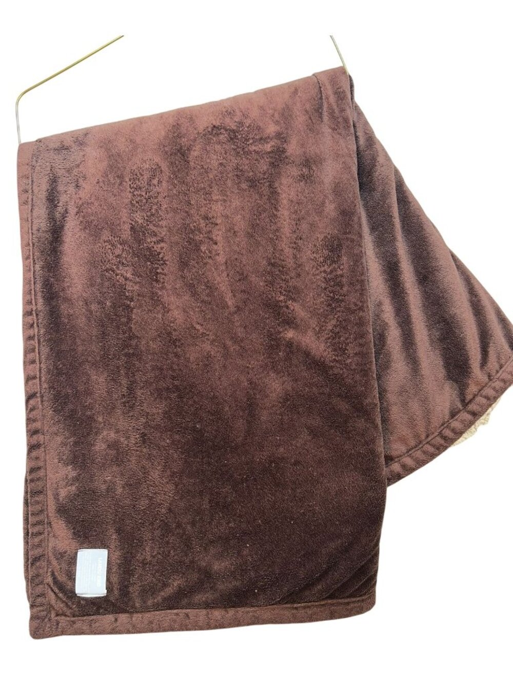 Lands End Chenille Sherpa Throw Blanket Brown Cozy Winter Fleece Soft Reversible